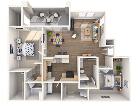 Floor plan for 2 beds, 2 baths, 1208 sqft
